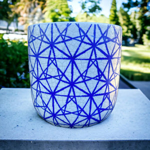 Blue geometric plant pot