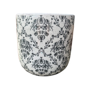 Black and white french plant pot 