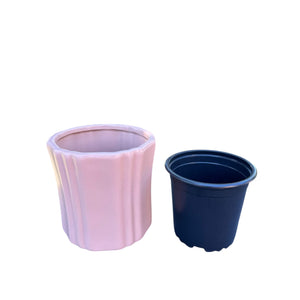 Pastel Pink Plant Cover Pot with Nursery Pot