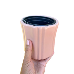 Pastel Pink Plant Cover Pot with Nursery Pot