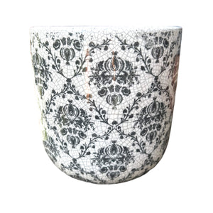 Black and white french plant pot 