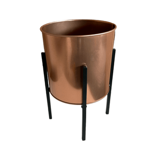 Black and Rose Gold Plant Pot and Stand
