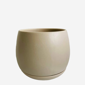 Taupe Ceramic Plant Pot and Saucer