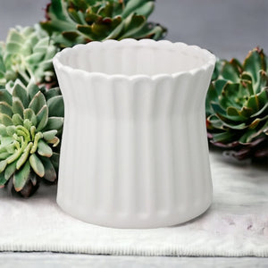 crisp white ceramic plant pot