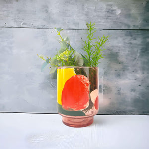 glass vase with colour splashes