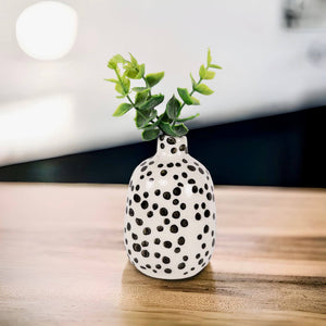 white and black polka dot ceramic vase